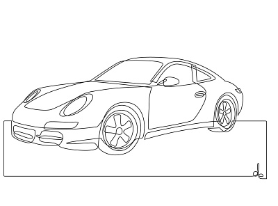 Porsche black line car drawing illustration line line art lineart linework porsche single line sports car vector