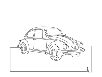 Beetle art beetle black and white car car art continuous line design drawing illustration line art vw vw beetle