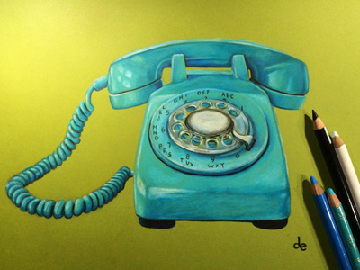 Telephone colouring pencils drawing illustration prismacolor telephone
