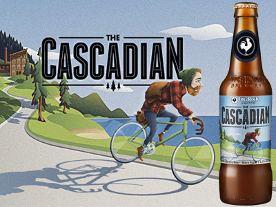 The Cascadian art beer bicycle hipster illustration label packaging