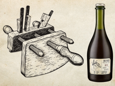 Barrel Aged Beer – Rye art beer coopers tools croze illustration tools