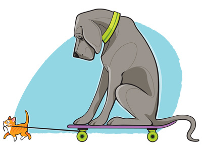 Kitten & Great Dane cat digital illustration dog great dane illustration kitten