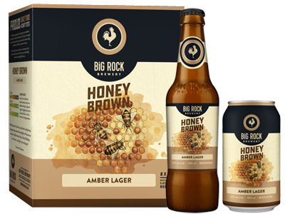 Big Rock Brewery – Honey Brown beer bees honey illustration label packaging watercolours