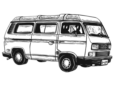 VW Van bus design drawing illustration line art travel van vector vw bus vw van