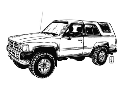 4Runner-2 4runner black and white drawing illustration line art suv toyota truck vector vector art