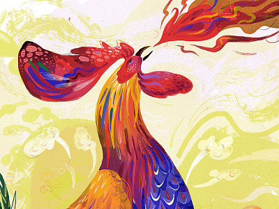 Year Of The Rooster fire illustration morning painting rooster sunrise yearoftherooster