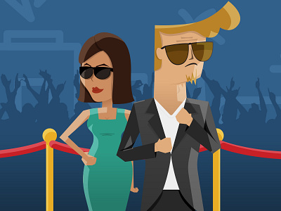 Celebs in Spotrwood celebrities characters illustration red carpet vector