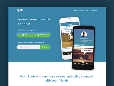 Spotr Home Page app landing page ui web design website