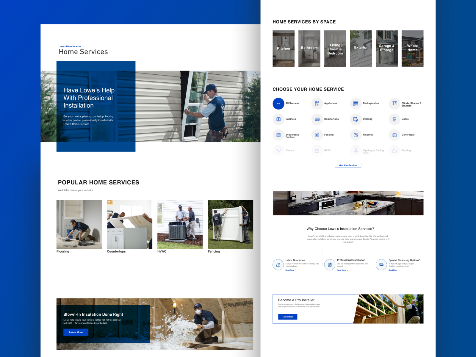 Lowe's Services Hub Page by Dan Johnson on Dribbble