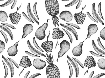 Fruits art black and white drawing fruits illustration pattern pointillism