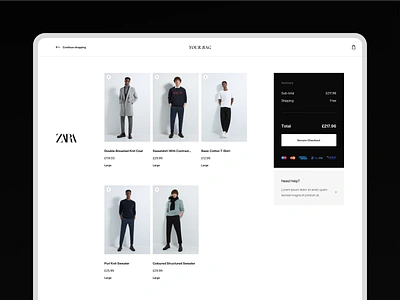 Cart.Bag.Basket Concept For Zara design ecommerce ecommerce design minimal ui ui design ux ux ui ux design