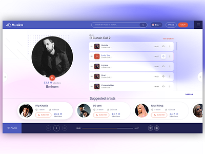 Musika music player player ui ux ux ui web design