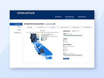 OpenJustice County Map Redesign filtering ui ux ux design visual design web
