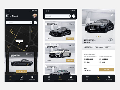 vehicle - app, screens