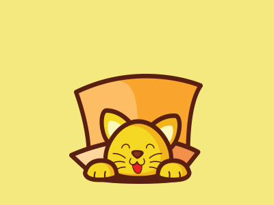 Cat & Box cartoon character design logo mascot vector