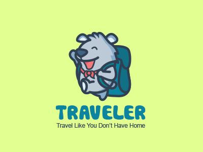 Traveler Logo bear cute design explorer game graphic illustration kids logo travel