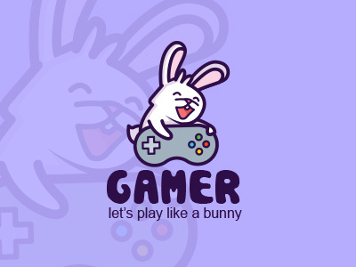 Gamer Logo Design bunny design game graphic kids logo rabbitfuncartoon white