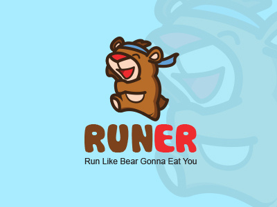 Runer Logo Design bear cartoon cute design fun funny game graphic illustration kids logo run
