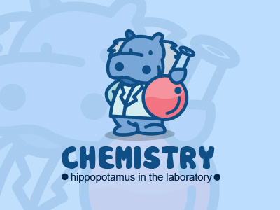 Hippo Scientist Logo cartoon character design hippo mascot professor scientist