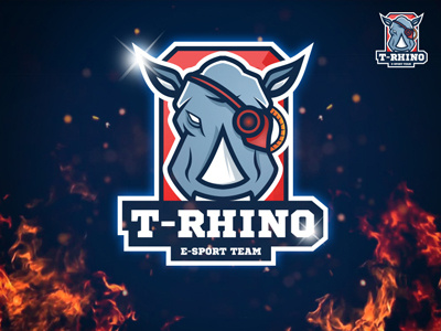 Rhino Game Team E-Sport Logo Design amazing animal awesome cheap cool design game logo rhino team