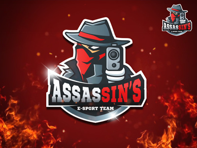 Assassins Game Team e-Sport Logo Design assassins cheap cool custom design fast game killer logo sell team