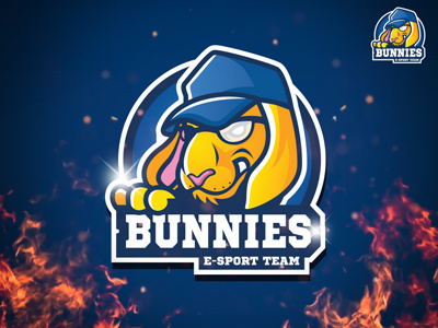 bunny sport team logo bunny cool cyber design fresh geek logo mascot rabbit sport team vector