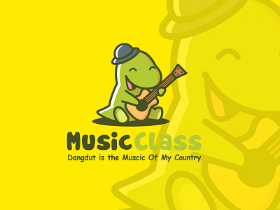 Music Class Logo Design animal design dino green kids logo