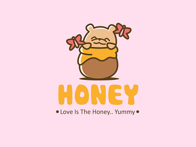 Honey Bear Logo Design bee bee house design family fun fun honey bear honey jar illustration kids logo mascot sweet honey
