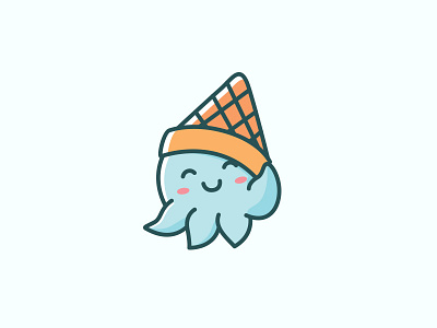 Octopus Ice Cream Logo Design freeze ice ice cream logo ocean octopus play shop squids store