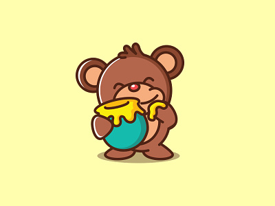 Sweet Honey Logo Design bear honey jar illustration kids logo mascot sugar bear honey bear sweet bear sweet honey