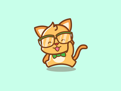 Geek Cat Logo Design cat design geek geeky glasses kitten logo nerd pet shop