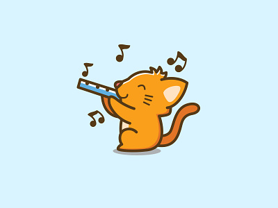 Cat Music Logo Design cat class kitten kitty logo music peace pet soft tiger yellow