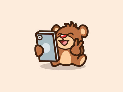 Selfie Bear Logo Design animal bear camera cheese kids logo phone photo picture selfie shop store