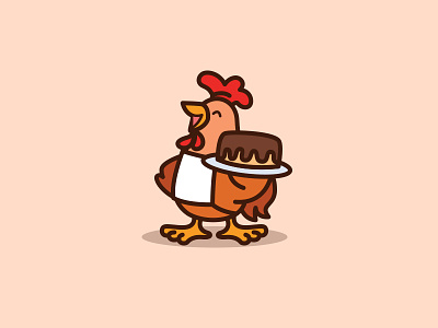 Chicken Cake Logo Design animal average birthday cake chef chicken cook food hen kids party roaster
