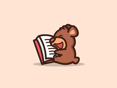 Just Read Logo Design bear book children club kids library logo mascot new panda read reading