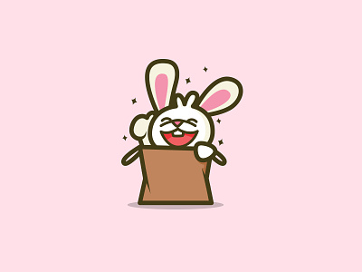 Rabbit Bag Logo Design bag cartoon children kids logo mascot online. grocery rabbit shop store