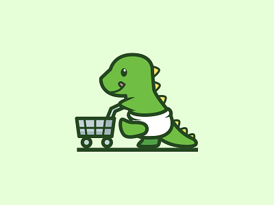 Dino Shop Logo Design animal baby children diaper dino dinosaur green illustration kids shop store
