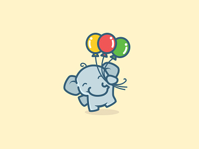 Big Balloon Logo Design balloon cartoon children cool cute elephant fresh illustration kids logo