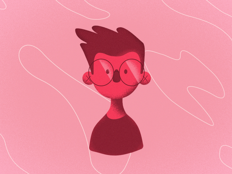 Hello, Dribbble! debut shot geek colour first shot red monochromatic illustration kid self portrait character hello dribbble debut