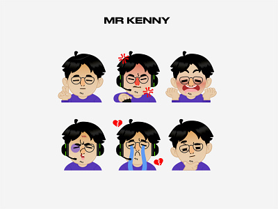 Emotes Mr Kenny character creation design diseño emotes illustration illustrator ilustración stream