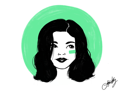 Green girl digital art digital illustration drawing illustration ink
