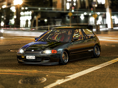 Honda Civic eg6 3d automobile c4d car cinema4d civic civic eg flush honda jdm stance