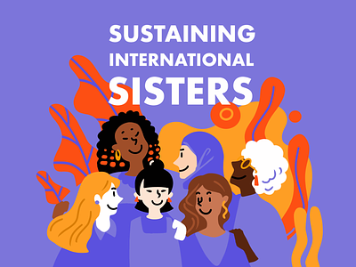 Sustaining International Sisters charachter illustration women in tech