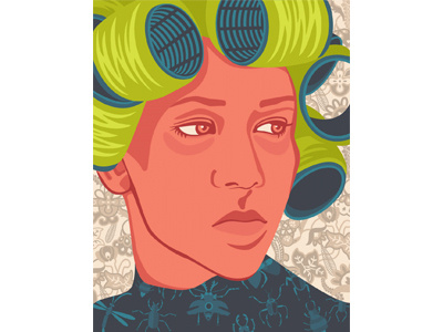 Curlers curlers face female portrait woman