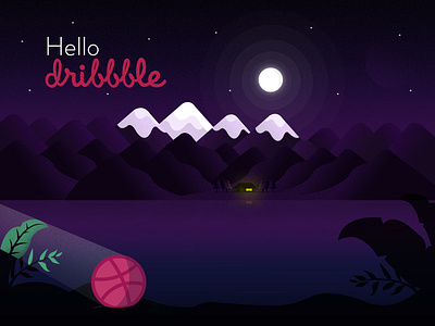 Hello Dribbble design illustration landscape vector