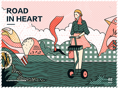 Road in My Heart 人 女孩 思绪 想象 插图 树木 森林 粉 设计