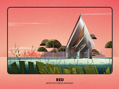Red & Building illustration logo 插图 设计
