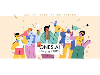 ONES.AI' 2019 branding fun girl illustration ux 女孩