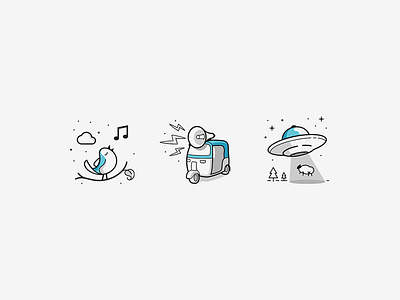 Illustrations - Terribly Tiny Tales aliens bird illustration rickshaw
