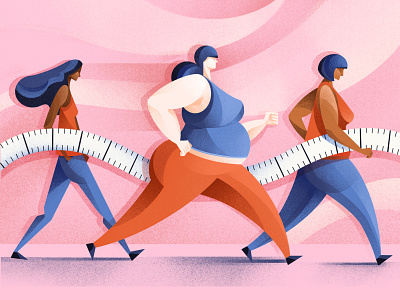 How body size became a disease - Scientific American body chiara vercesi editorial editorial illustration health healthcare illustration illustrator ipadpro measuring tape obesity procreate size texture weight weightloss women